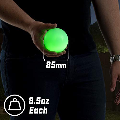 GoSports LED Bocce Ball Set - 85 mm Night Light Version with Carry Case