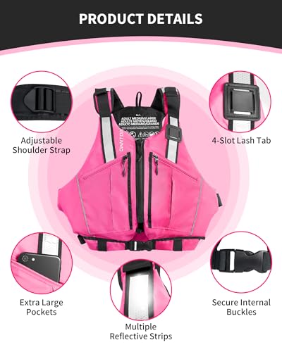 Pink Adult Swim Vest with Unrestricted Arm Movement & Large Pockets - Extra-Large XX-Large