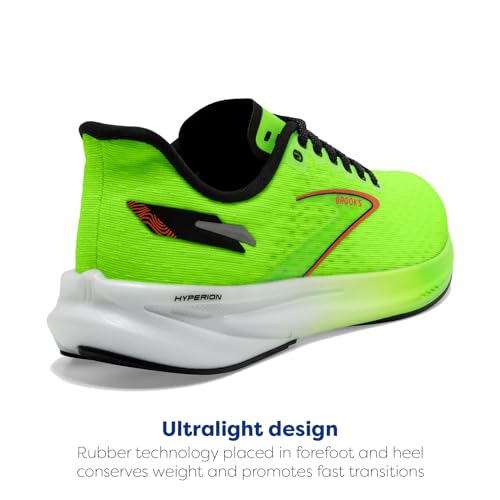 Brooks Men's Hyperion Running Shoe 8.5 Green Gecko/Red Orange/White