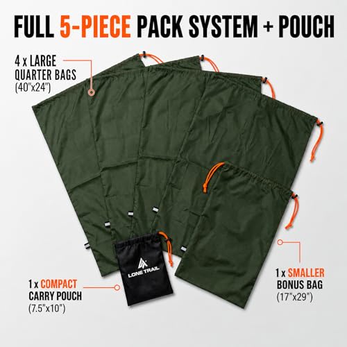 Lone Trail Elk Game Bags 5 Pack - Breathable Ripstop Hunting Meat Storage