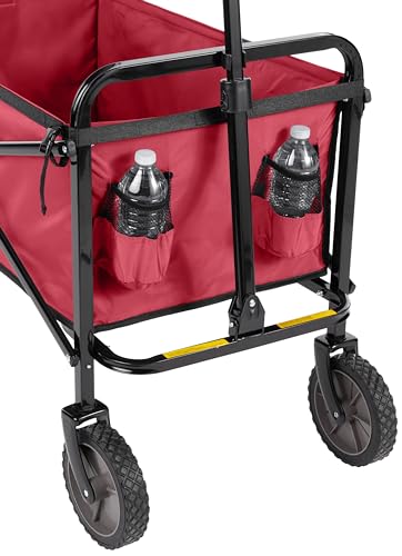 Amazon Basics Heavy Duty Collapsible Utility Wagon - Red, 265 lb Capacity