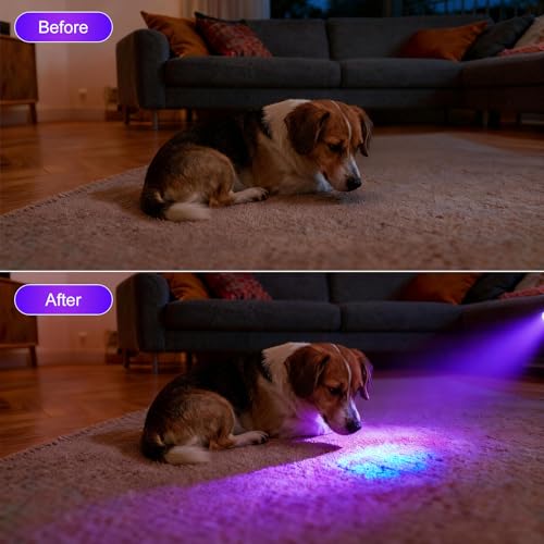 UV Flashlight 365nm Black Light for Pet Urine Detection & Leak Inspection