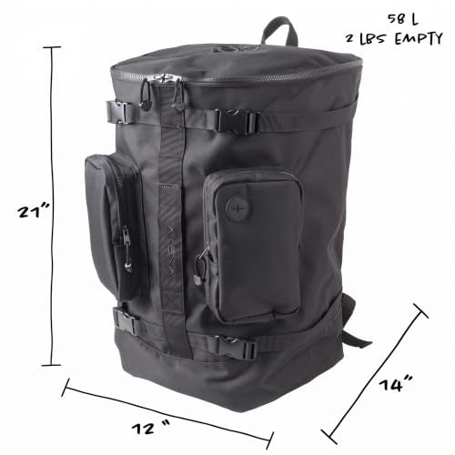 AKONA Black Globetrotter 58L Dive Travel Backpack for Scuba & Snorkeling Gear
