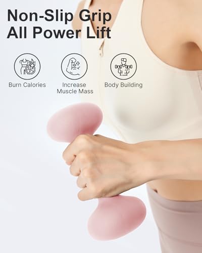 Pink 15LB Dumbbell Set of 2 Non-Slip Hand Weights for Home Gym & Strength Training