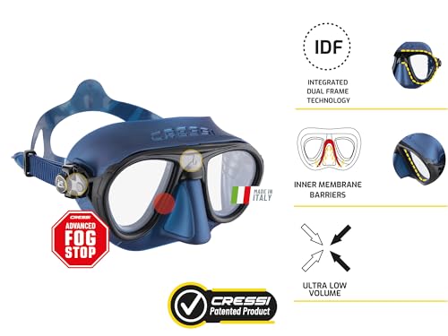 Cressi Adult Scuba Diving Mask Green - Fog Stop, Low Volume, Wide View, Made in Italy