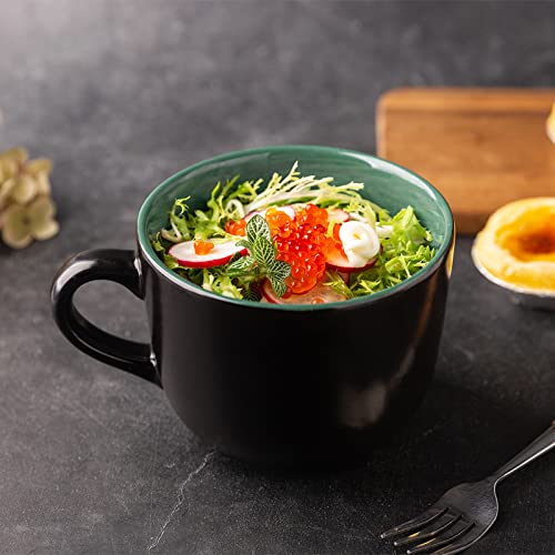GBhome Jumbo Soup Mug Set of 4 with Handles - 24 Oz Large Ceramic Cups, Mix Variation