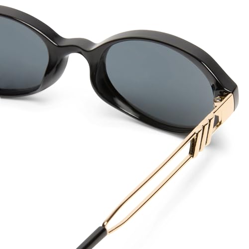 Le Specs Lunita Oval Sunglasses Unisex Black Frame Smoke Lens Y2K Style