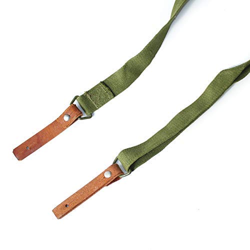 Vintage Canvas Rifle Sling with Genuine Leather Connectors Adjustable Strap