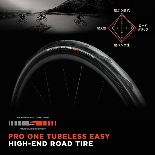 Tubeless Road Bike Tire with Transparent Sidewall 700x34C - High-Performance Schwalbe Pro One TLE