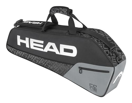 Black Tennis Racquet Bag - Holds 3 Racquets with Adjustable Strap