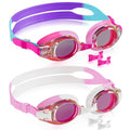 Kids Swimming Goggles Anti-Fog Waterproof UV Protection - Pink White & Pink Cyan Purple Variations