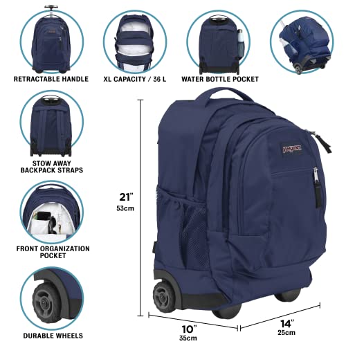 JanSport Driver 8 Rolling Backpack with 15-Inch Laptop Sleeve - Black