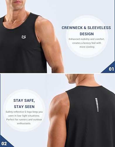 Men's Sleeveless Workout Tank Top Large Black - Muscle & Fitness Shirt