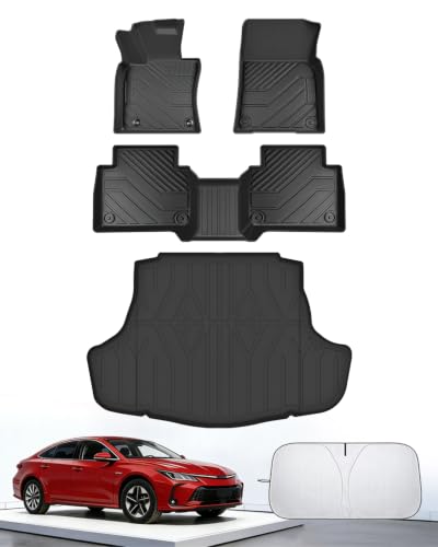 Runine Custom Fit Floor Mats & Cargo Cover Set for Toyota Camry 2018-2025