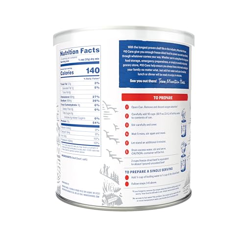 Mountain House Diced Beef Can - Freeze Dried Emergency & Survival Food, Gluten-Free, 14 Servings
