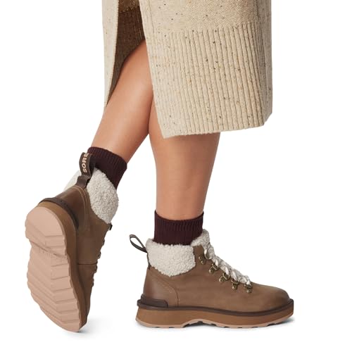 SOREL Hi-Line™ Hiker Cozy Leather Textile Shoes 6.5 Umber Tawny Buff