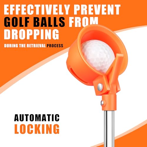 Golf Ball Retriever Telescopic 9Ft with Grabber, Stainless Steel Water-Use Pick Up