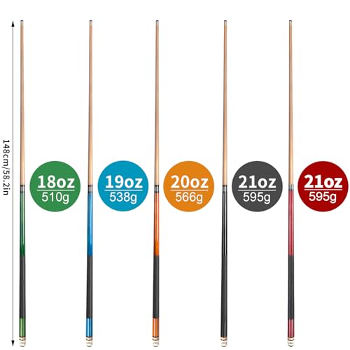 AKLOT 58-Inch 5-Piece Canadian Maple Pool Cue Set for Professional Billiards