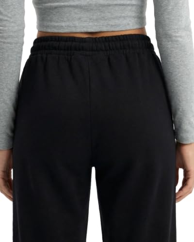 X-Large Extra Tall Wide Leg Sweatpants for Women with Front Seam & Pockets - Black 32/34 Inseam