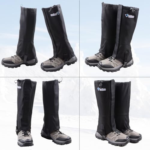 Waterproof Hiking Gaiters for Men Women Ankle Leg Cover Snow Trail Gear - Black Medium