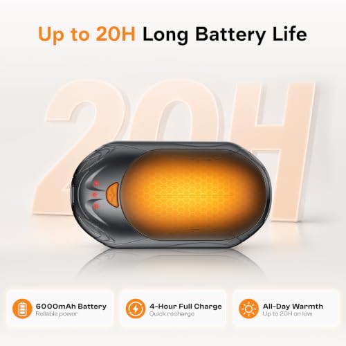 Rechargeable Hand Warmers Black 2 Pack with 20H Heat, Adjustable & Portable