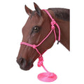 Pink Poly Rope Horse Halter with Lead - Medium-Stiff Nylon Equine Tack