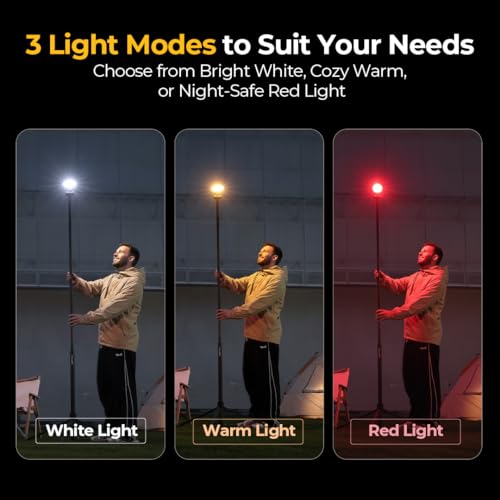 Telescopic Camping Lantern with 3200 Lumens, 7.5ft Stand, Rechargeable LED Light