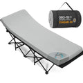 Grey Camping Cot Pad 2-Inch Memory Foam for Folding Cots - Portable, Waterproof, Non-Slip