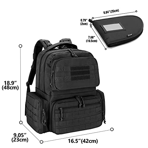 DSLEAF Black Pistol Range Backpack with 6 Pistol Cases - Shooting Gun Bag