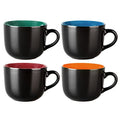 GBhome Jumbo Soup Mug Set of 4 with Handles - 24 Oz Large Ceramic Cups, Mix Variation