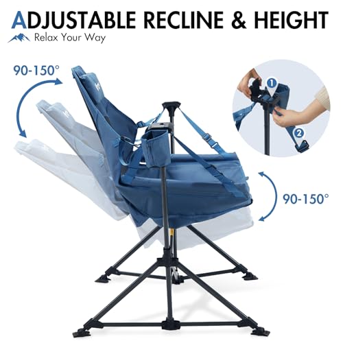 Portal Blue Hammock Camping Chair with Adjustable Recline and Carry Bag - 1 Pack