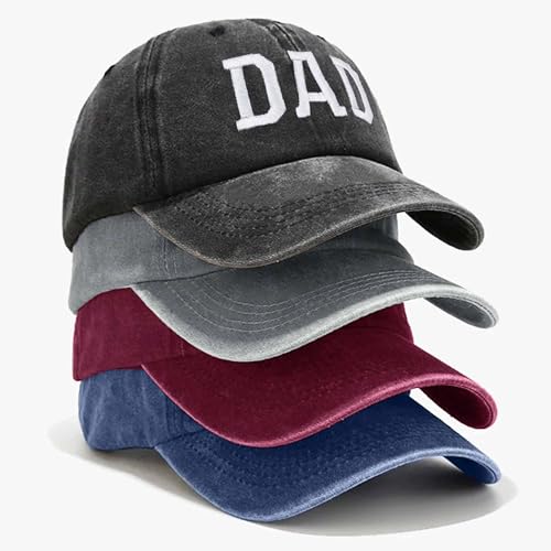 Mom and Dad Hats for New Parents Gift Set - Embroidered Adjustable Baseball Caps, Red Mom & Blue Dad, One Size