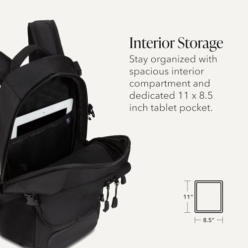 SwissGear 3598 Narrow Daypack Backpack Black Ballistic 18-Inch Slim Laptop Bag