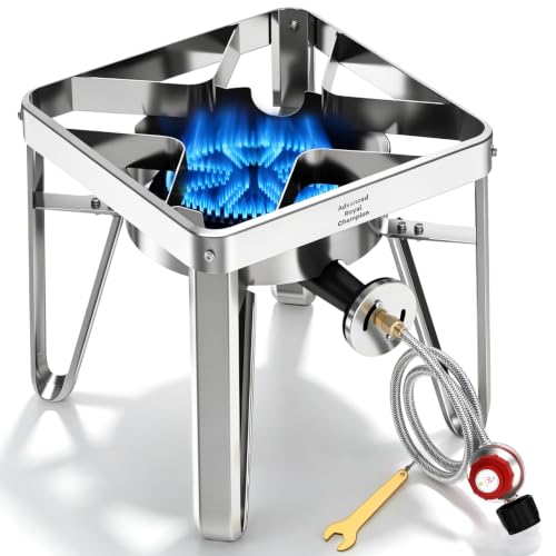 Stainless Steel 200,000 BTU Propane Burner with Regulator - Outdoor Gas Stove