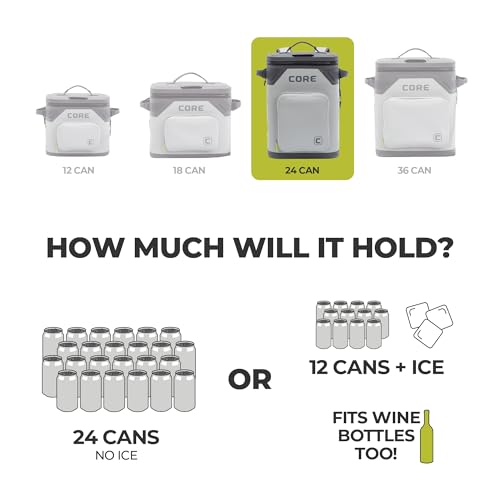 Shadow Gray 24-Can Insulated Cooler with Magnetic Sealing Lid & Adjustable Strap