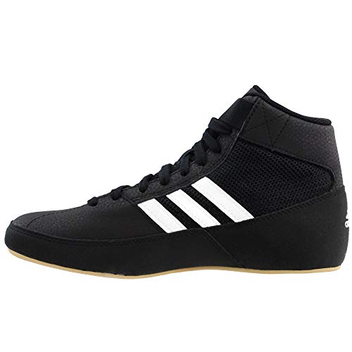 adidas Men's HVC 2 Wrestling Shoes 9.5 Black White - Athletic Wrestling Footwear