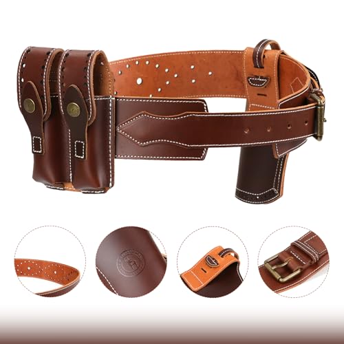 Leather Gun Holster Belt 1911 Pistol Holder with Adjustable Retention Strap