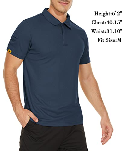 Men's Short Sleeve Moisture Wicking Golf Polo Shirt - Navy Blue, 4X-Large