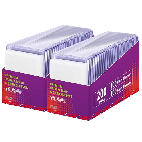 400 Pack Card Sleeves 3x4 Inches for Trading Cards - 200 Hard + 200 Soft Sleeves