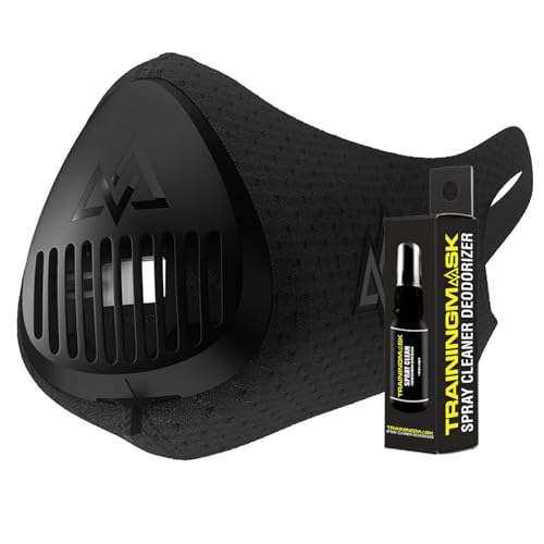 TrainingMask 3.0 Altitude Training Mask - Medium with Spray Cleaner, Blackout
