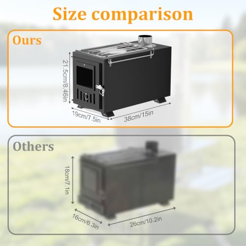 Portable Hot Tent Stove with Chimney Pipes - Black Metal Style for Camping & Outdoor Heating