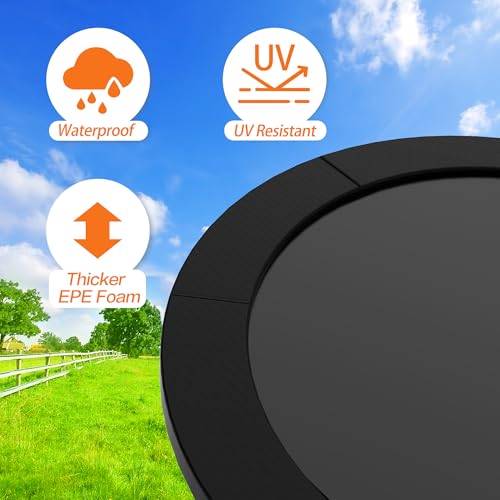 16FT Trampoline Safety Pad Replacement Waterproof Tear-Resistant Spring Cover Black