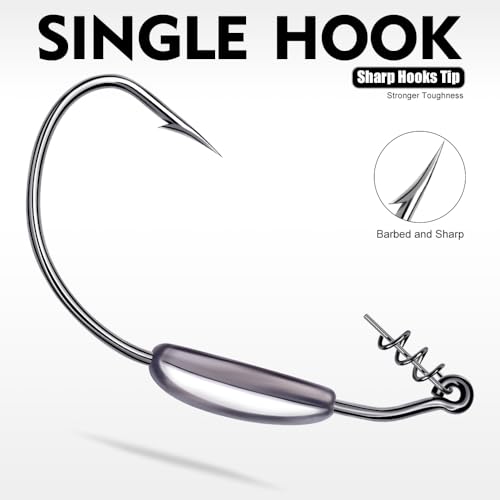 Weighted Swimbait Hooks 25pcs Set for Bass Fishing - Size 1/0 to 5/0