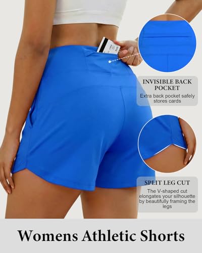 3.5" Women's Running Shorts with Pockets - Small, Light Blue
