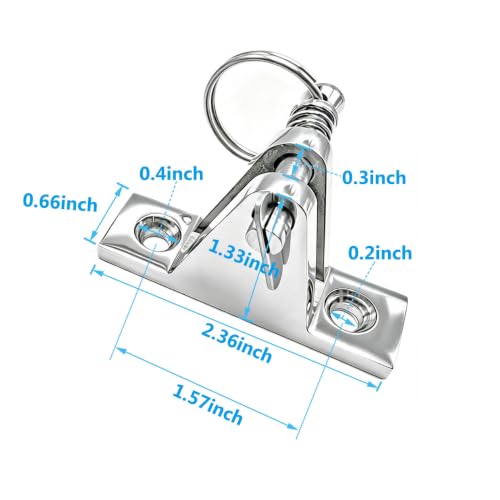 2 Pack 316 Stainless Steel Bimini Top 90° Deck Hinges with Removable Pin - Saltwater Marine Hardware
