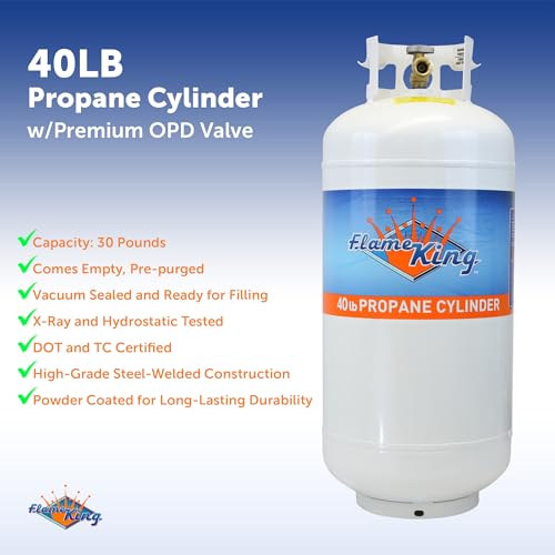 40 LB Steel Propane Tank with Overfill Protection & OPD Valve - White
