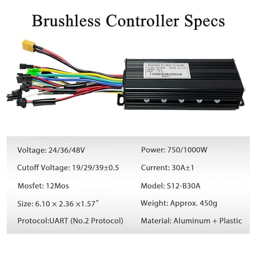 Haeweypf 24V-48V 750W/1000W Sine Wave Ebike Controller with S866 LCD Display Kit