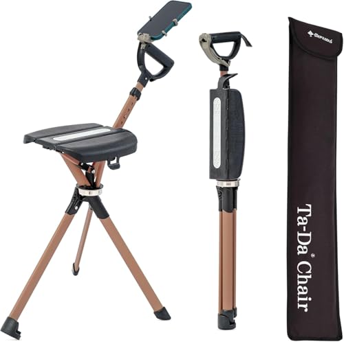 Outdoor Walking Cane with Seat - Foldable Tripod Stool Support 400lb