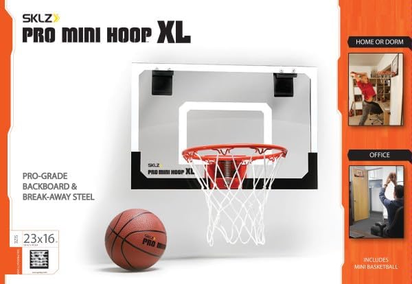 SKLZ Pro Mini Indoor Basketball Hoop - Portable Over The Door Design - Perfect for Home, Dorms & Offices