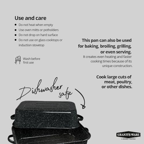 Covered Rectangle Roaster - Enamel on Steel, Black Speckled, 25 lb Capacity - Variation of THIS listing